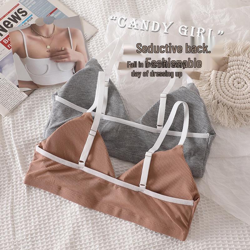 Sporty Women's Letter Print Embroidery Lingerie Set with Built-in Pads and Beautiful Back Design.