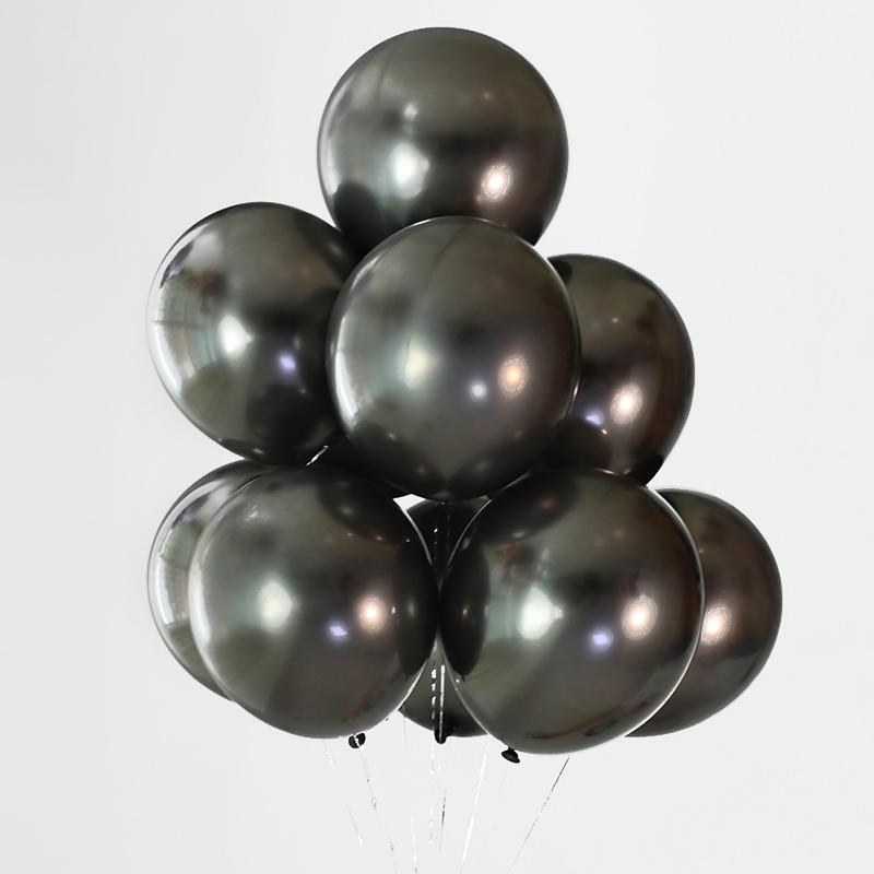 QAKGL 50 Pc Chrome Metal Color Party Decoration Balloons 12'' Latex Round Balloon Birthday Party Balloons Metallic