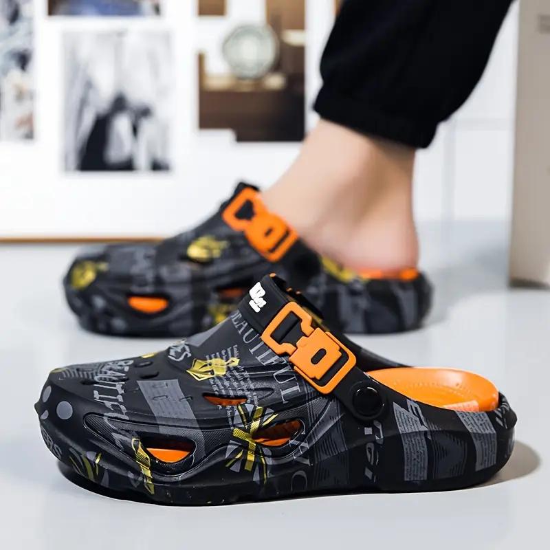 Men's Fashion Thick Sole EVA Clogs Unique Design Slip-On Breathable Garden Shoes with Safety Strap and Soft Insole Suitable for Outdoor