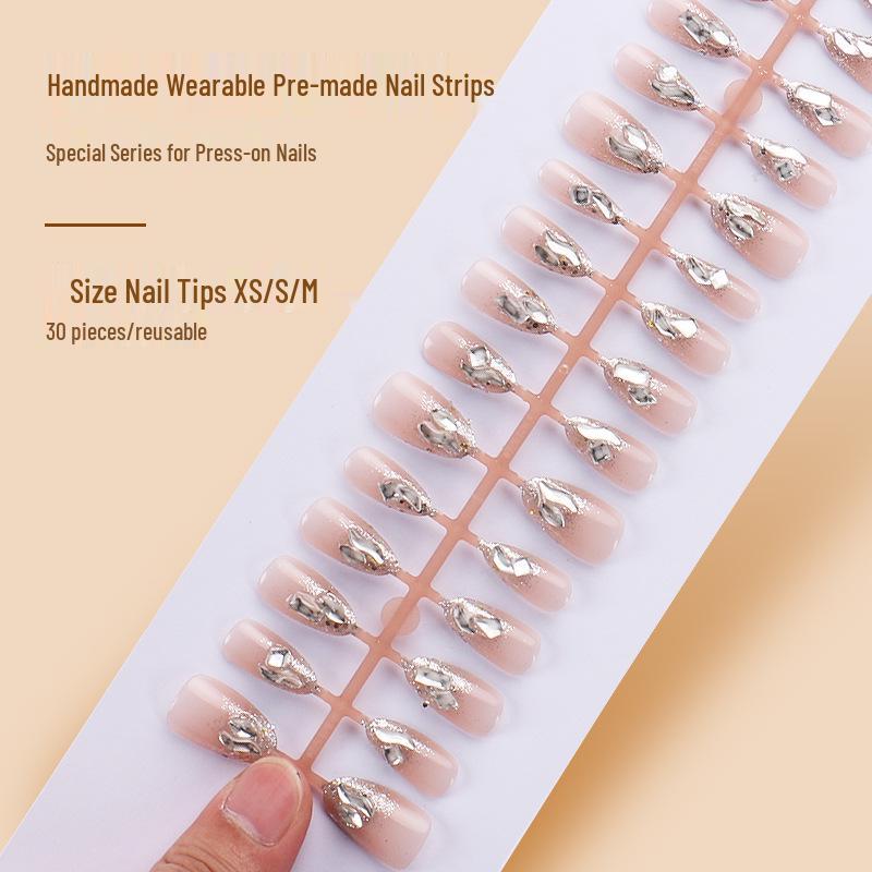 

Luxury Handmade Rhinestone Glitter Nail Strips - 30 Piece Set