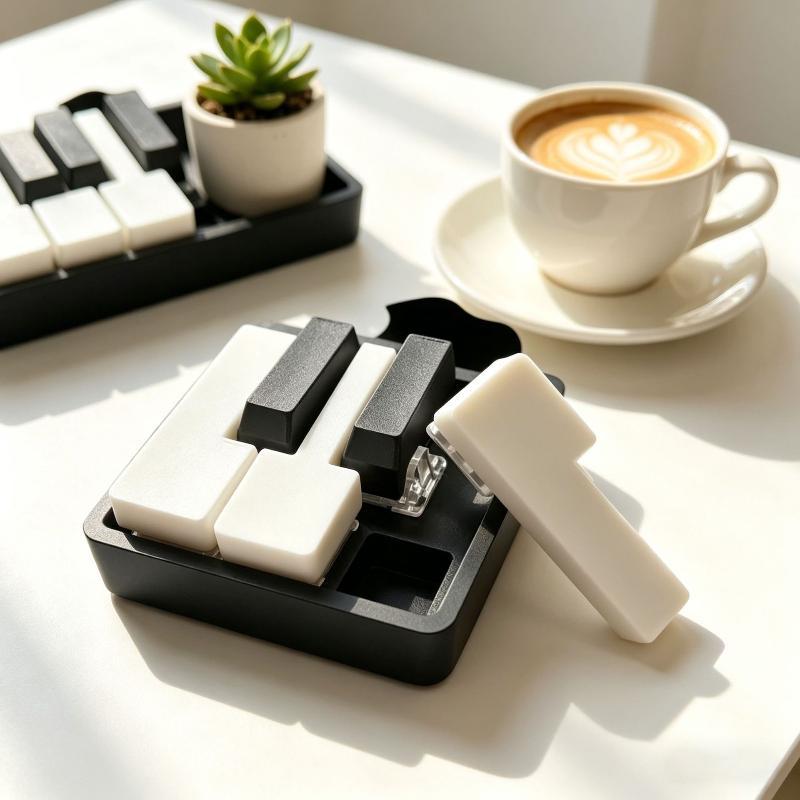 Mini Piano Keyboard Fidget Clicker Toy Satisfying Press Feeling Portable Keychain For Adults Office Stress Relief