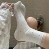 Miu Style Women’s Polka Dot Lace Trim Mid-Calf Slouch Socks - Thin, Breathable, Trendy, Seamless Cotton for Spring/Summer.