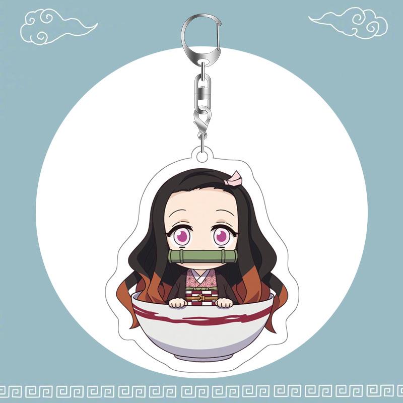 Anime Demon Slayer Keychain Acrylic Pendant Cartoon Accessory Dropshipping Support Custom Bulk Order Gift for Fans