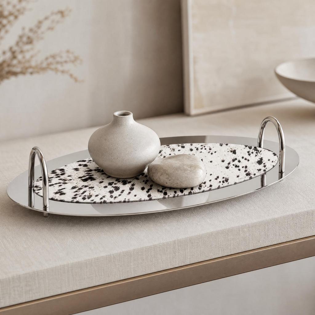 Oval Decorative Tray with Insert Easy to Clean for Living Room