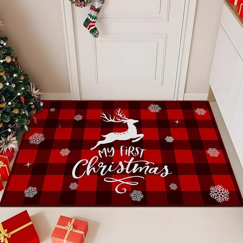 Christmas Bedroom Bathroom Bathroom Anti-Slip Carpet Merry Christmas Decorative Carpet Home Decoration