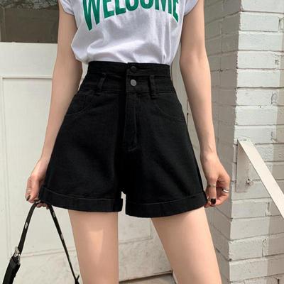 Boutons d'été femmes confortable jean Denim Shorts ample décontracté retrousser Shorts pantalons courts coréen