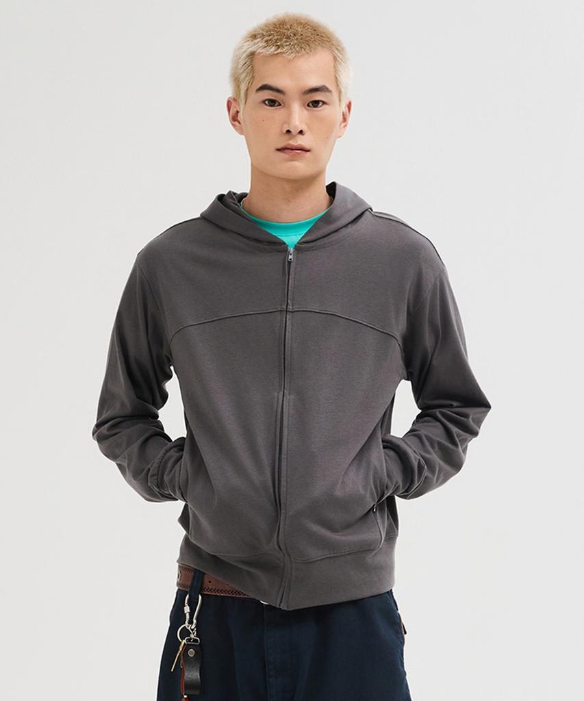 Leire Slim Fit Light Hooded Zip-Up [Charcoal]