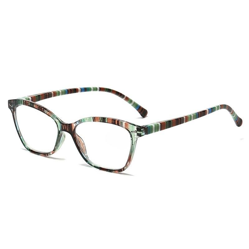 

New Fashion Striped Printed Reading Glasses Women Small Frame Anti-blue Light Far Sight Eyeglasses Comfortable Eye Protection 0 чай зелений колір