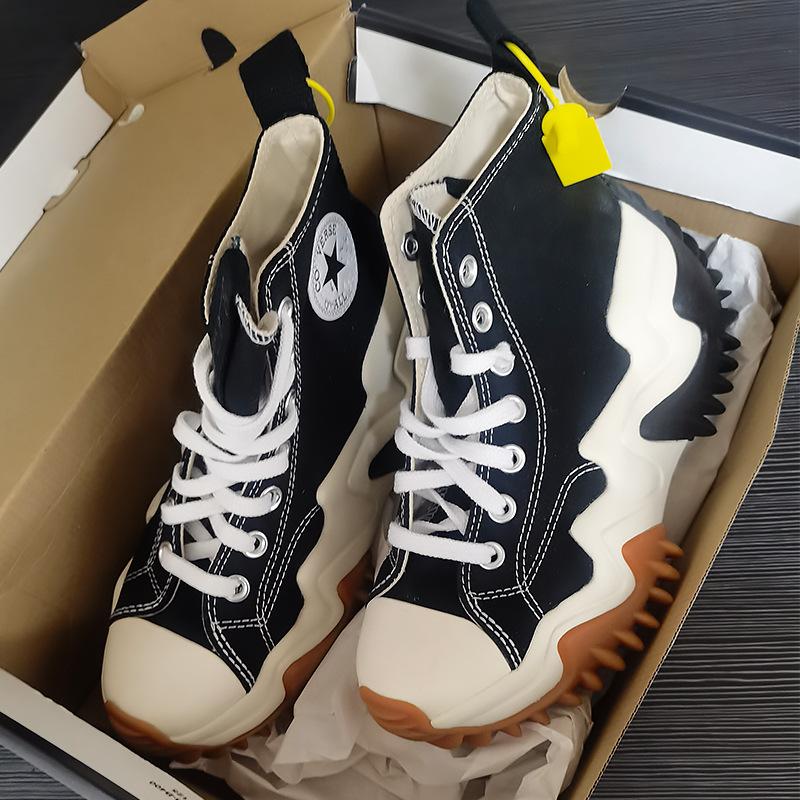 

Processing custom high-top canvas shoes women s 2025 new 1970 heightening serrated thick-soled muffin shoes 35 белый