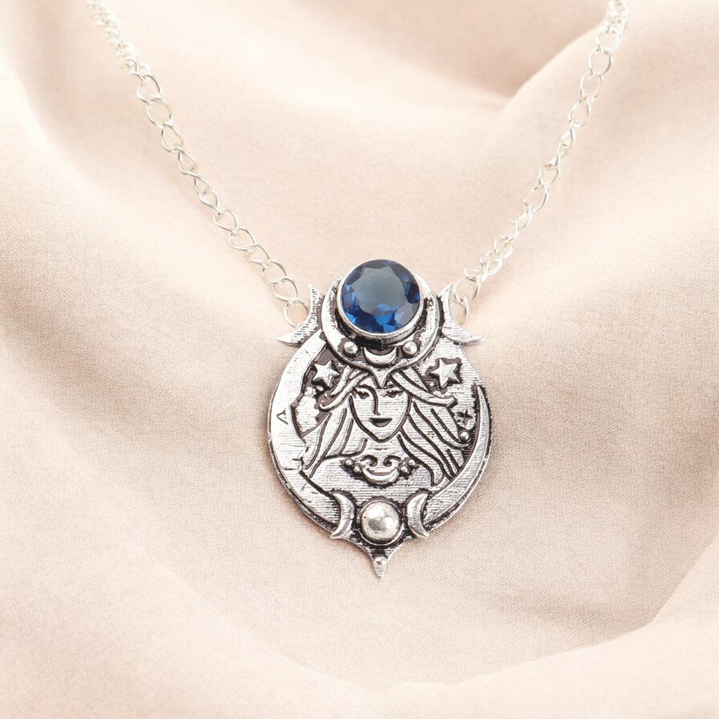 Natural London Blue Topaz Gemstone 925 Sterling Silver Jewelry  Pendant 1.63" CP-22-14