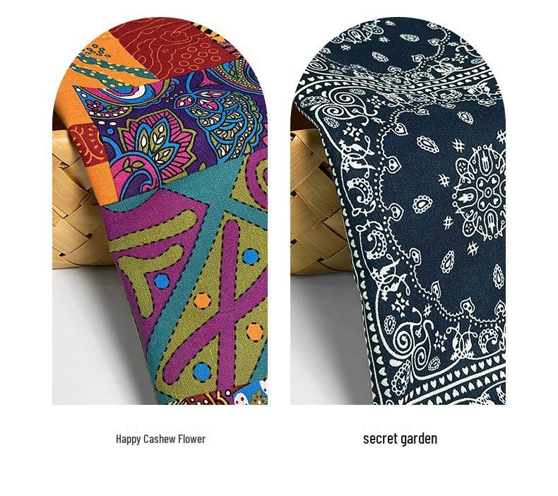 Ethnic Style Cotton Linen Fabric – Lijiang Yunnan Print for Tablecloths, Clothing, Curtains, and Bags