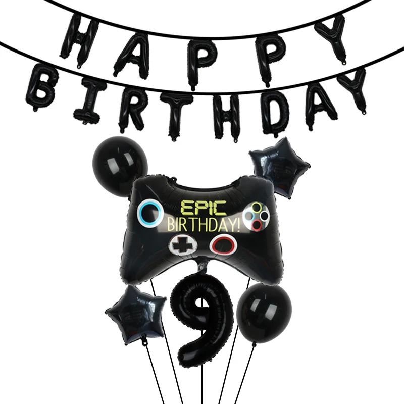 Video Game Party Supplies Set Baby Boy Birthday Party Decoration Happy Birthday Gaming Backdrop Game Table Covers Gamer Balloons