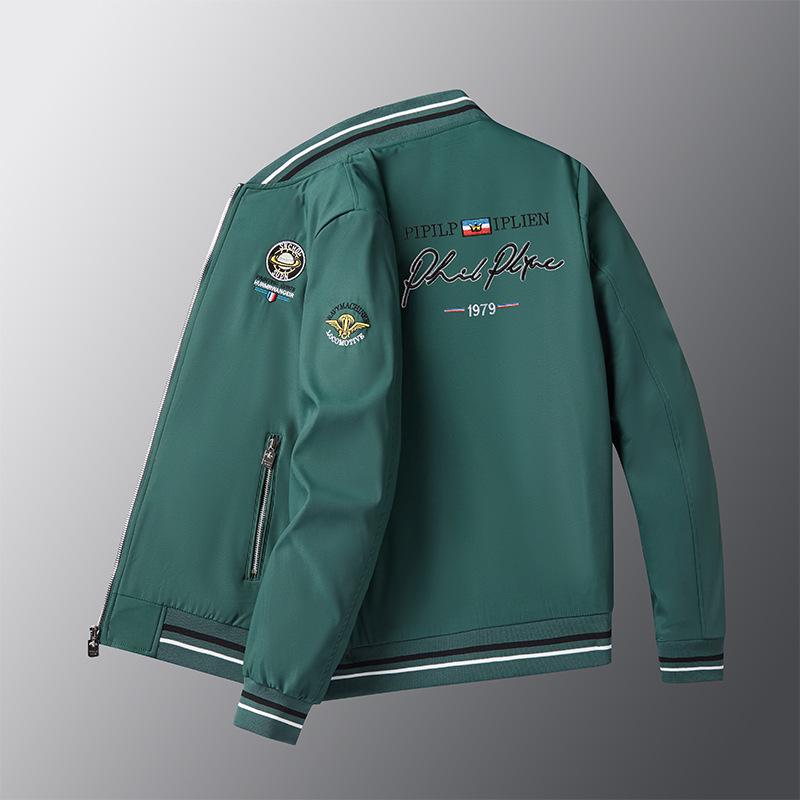 European Style Spring Luxury Baseball Jacket with Earth Embroidery Men's Casual Fashion Trend