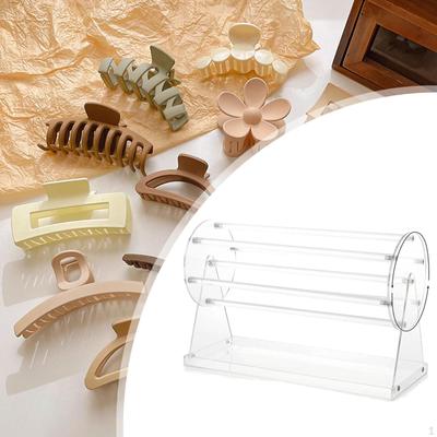 Hair Claw Clip Organizer Headband Rack for Women Jewelry Degree Rotating Acrylic Display