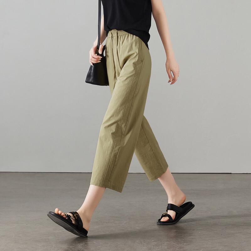 SOFSIL Women's Casual High-Waist Straight-Leg Cropped Pants