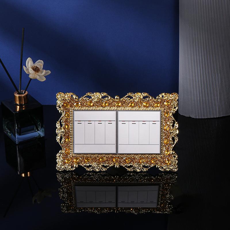 

1 шт. наклейки на выключатели в европейском стиле с одинарными/двойными золотыми бриллиантами, подходят для украшения дома и на Хэллоуин/Рождество