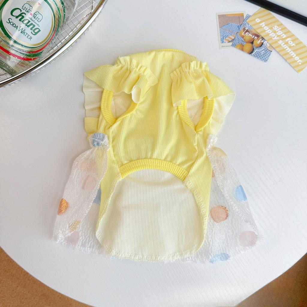 Summer Pet Thin Bubble Skirt Pet Clothing Breathable Cat Sunscreen Teddy Dog Vest Dog Clothes for Small Dogs