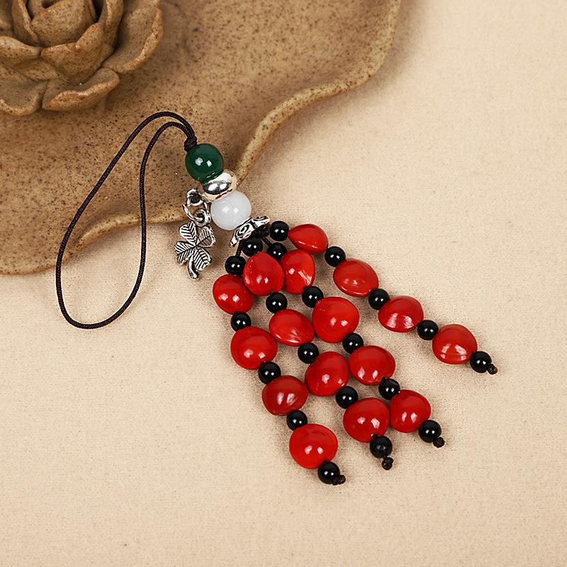 Red Beans & Acacia Bean Bodhi Phone and USB Drive Pendants, Zodiac-Themed Gifts