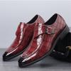 Fashion New Monk Strap Loafers  For Men Red Green Pointed Crocodile Pattern Shoes Designer Formal Wedding Dress Homecoming Footwear
