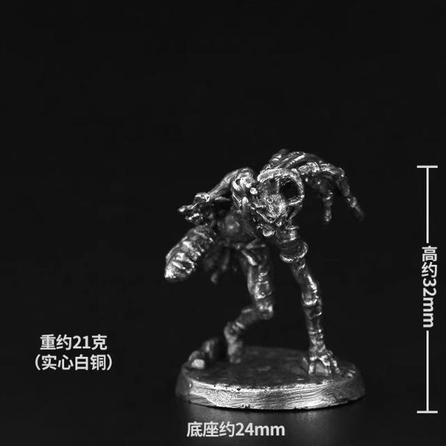 

Vintage Dark Style Metal Totem Figurine, Handmade Skeleton Soldier Model, Tabletop Game Piece, Collectible Desktop Ornament Gift
