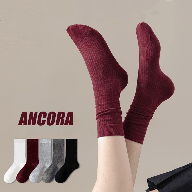 Women's Mid Tube Socks Ancora Red Color Casual Cotton Socks New Trendy Striped Design Socks for Women