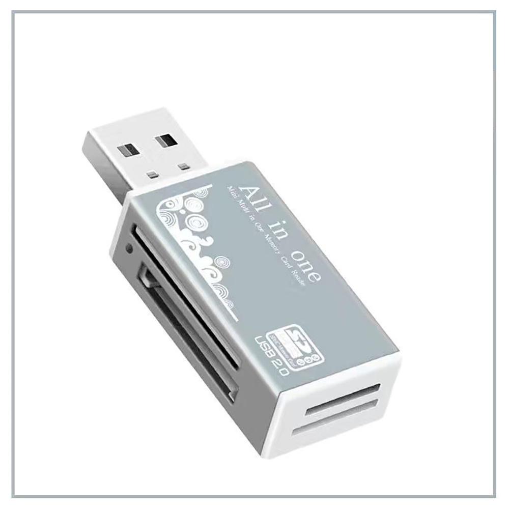 

Alloy Card Reader 4 Ports USB2.0 Micro SD TF M2 MS Pro Duo MMC SDHC DV Phone Camera Memory Card Adapter with LED Indicator срібний