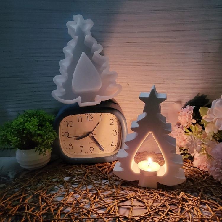 Candle Holder Mold Christmas Tree Shape Candle Accessories Molds Candle Bracket Mold for Making Candlestick Candle Base