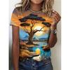 Fashion Men's Crew Neck Short Sleeve 3D Casual Color Printing Casual Short Sleeve Crew Neck T-Shirt
