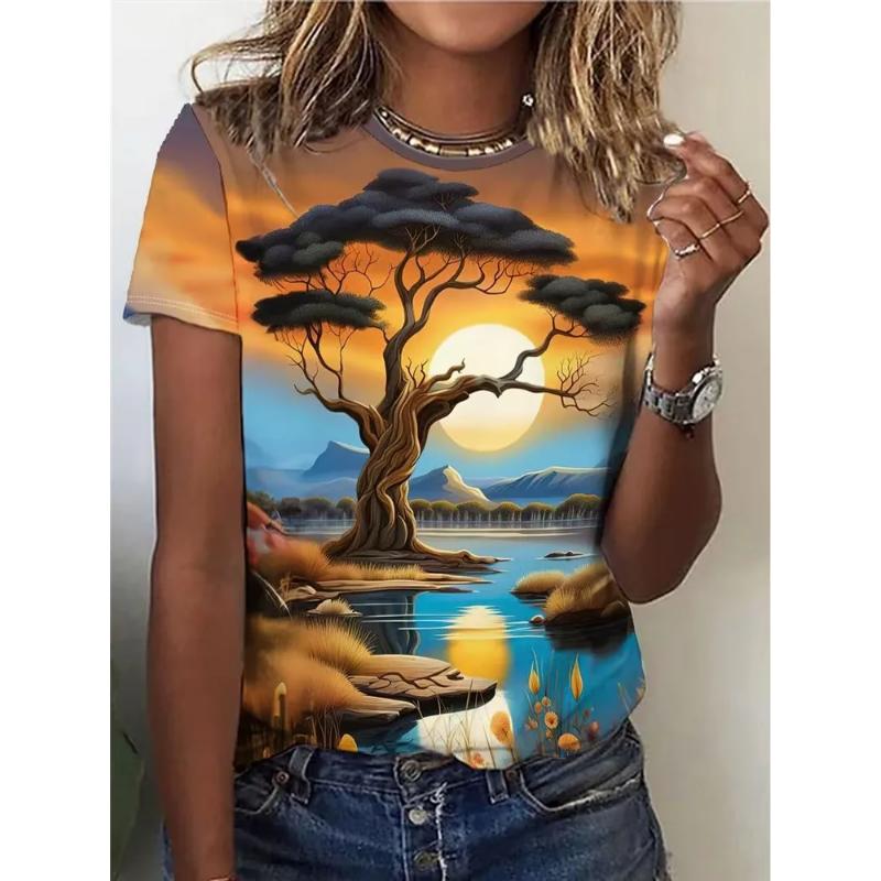 Fashion Men's Crew Neck Short Sleeve 3D Casual Color Printing Casual Short Sleeve Crew Neck T-Shirt
