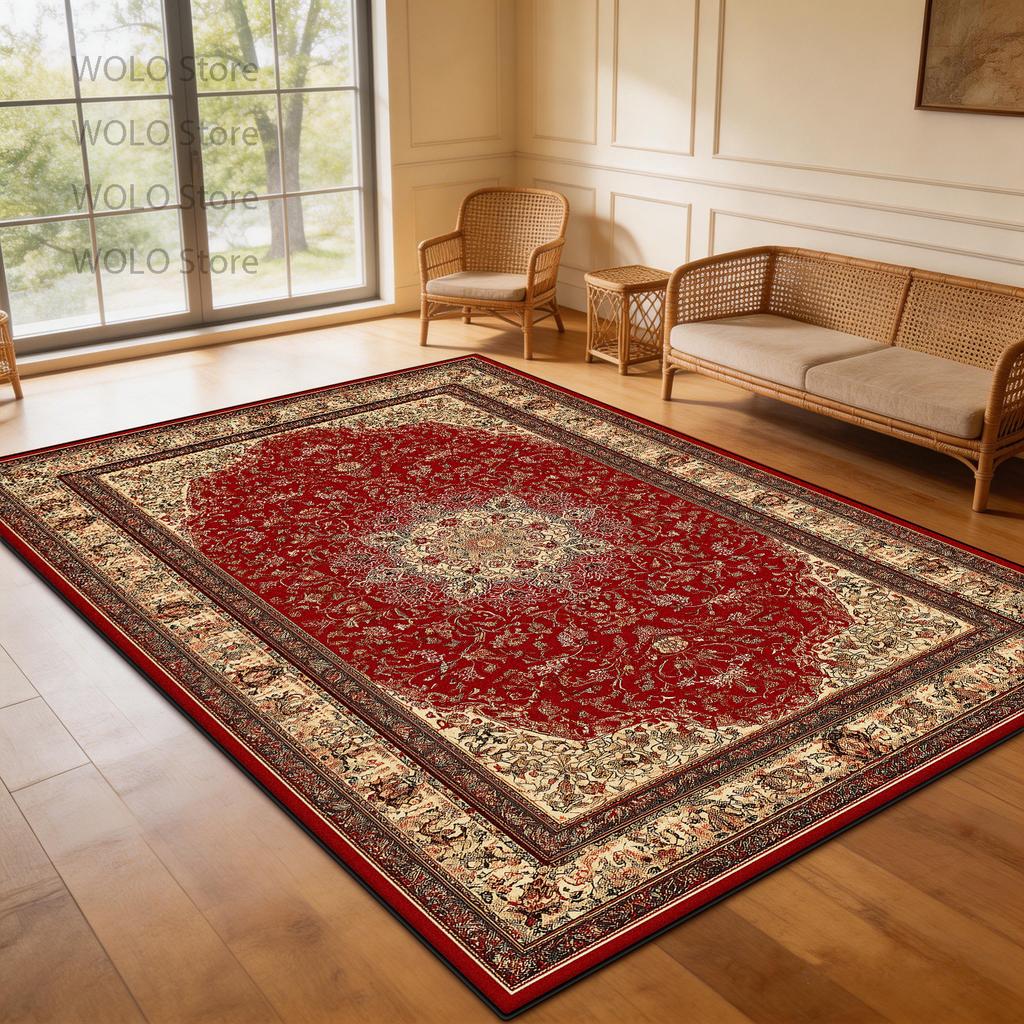 Persian-Style Floor Mat Classical Living Room Large Size Non-Slip Carpet Floor Bedroom and Living Room Lounge Rug Easy Clean