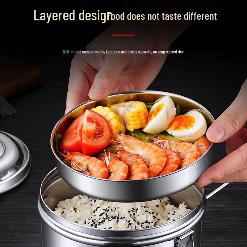 304 Food-Grade Stainless Steel Round Lunch Box