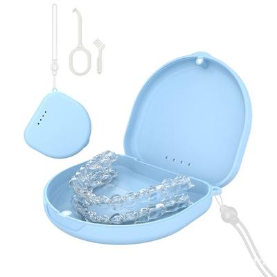 With Removal Tools Retainer Case Silicone Wrist Strap Portable Invisalign Mouthguard Case with Ventilation Holes