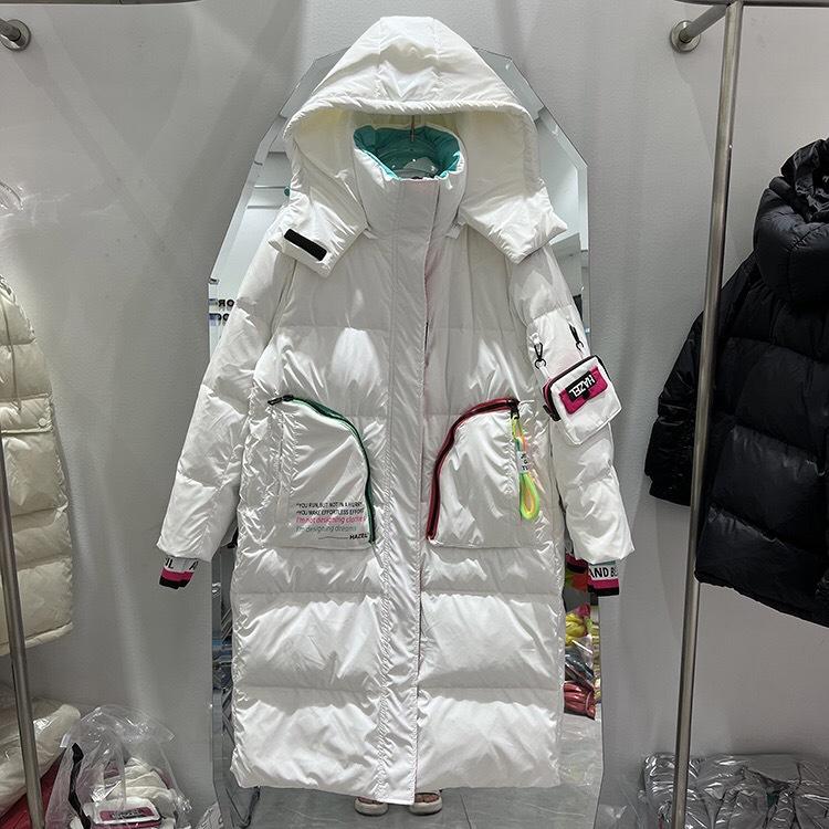 Winter New Down Jacket Fashionable Hooded Glossy Leave-in, Thickened Warm White Duck Down Fashionable Windproof Jacket