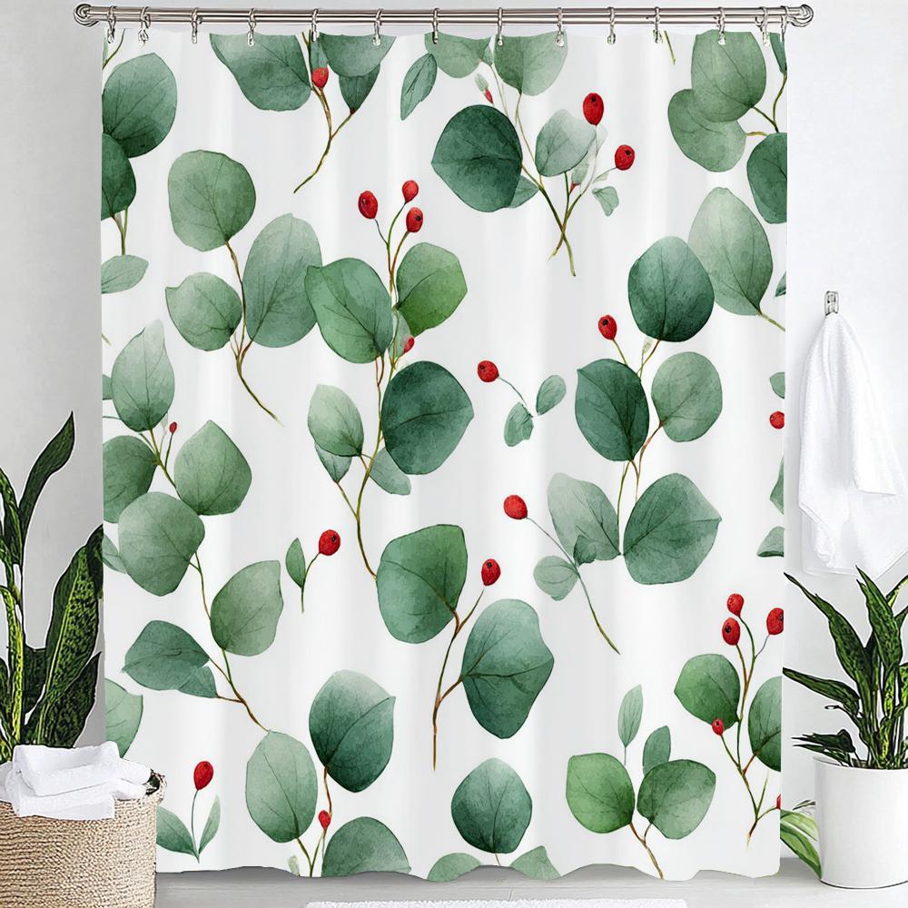 Watercolor Flowers Printed Shower Curtain Bathroom Curtain,Hanging Curtain With 12 Hooks Decoration Machine Washable