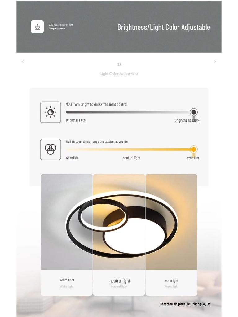 Nordic Modern LED Ceiling Light - Minimalist Black & White Design for Bedroom, Study, or Romantic Settings