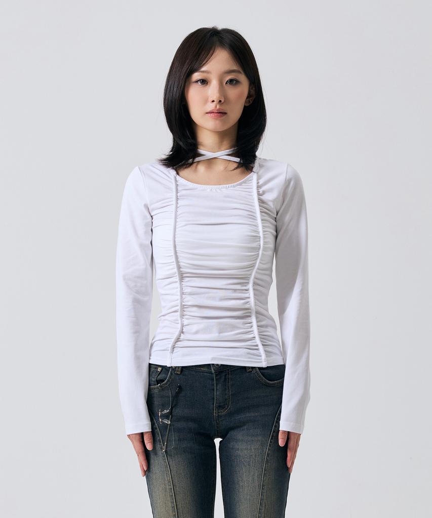 ARIKIM Lise Shirring Top / White