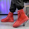Trendy Red Mens Sneakers Fashion Lace-up Sneakers for Men High Top Casual Shoes Flat Hip Hop Designer Shoes Men Chaussure Hommes