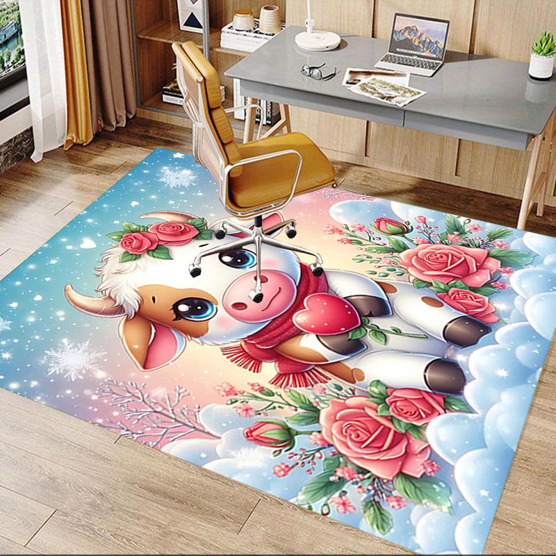 1PC cow, roses Extra Large Non Slip Floor carpet, Office, family, Studio Large Area Rug Indoor Rugs, Bold Statement Piece