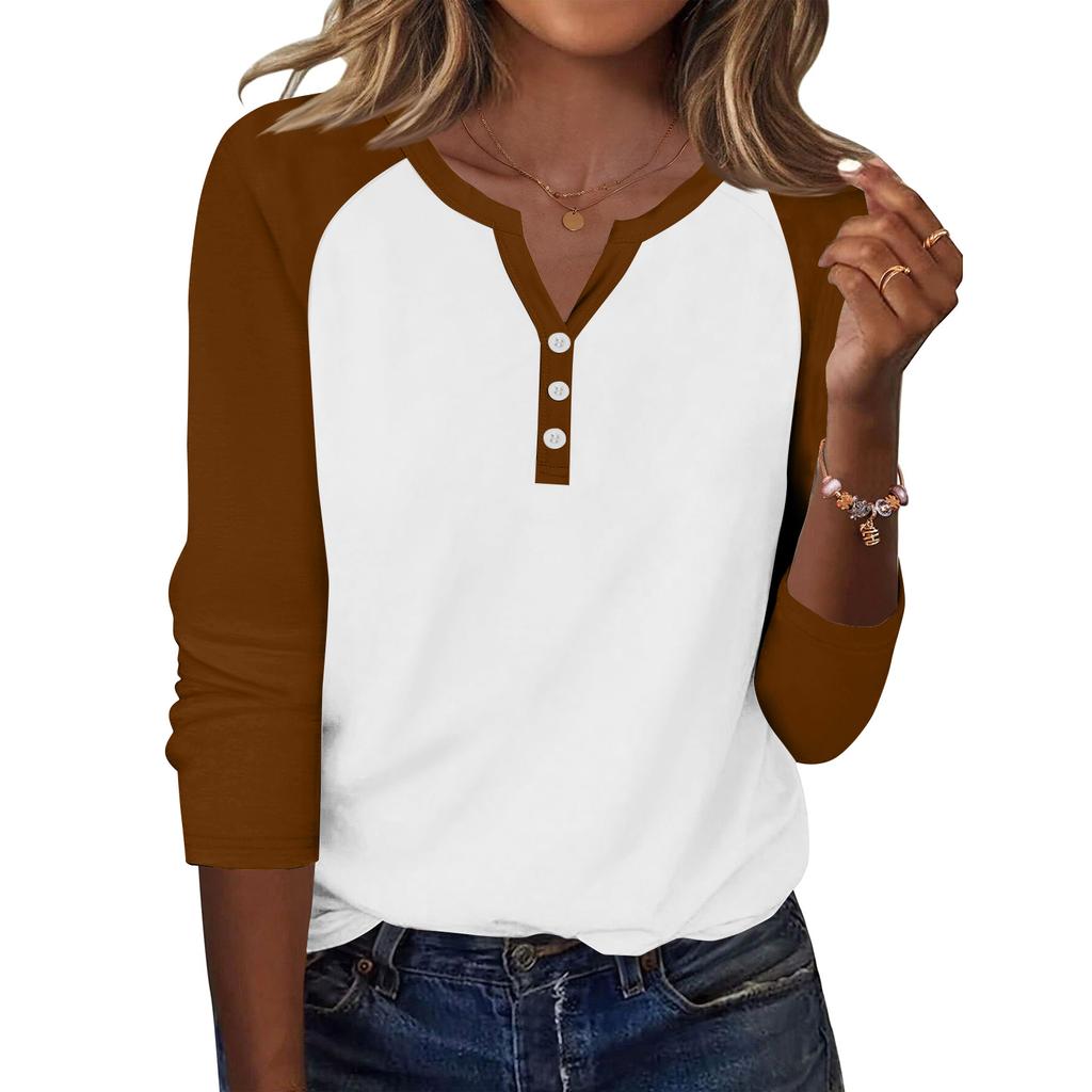 Women's T Shirt Tee Button Floral Print Long Sleeve Daily Weekend Fashion Basic V-Neck Regular Top