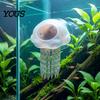 Floating Jellyfish Ornament Aquarium Hide, 3D Printed Fish Tank Reduce Aggression in Hideout, Decorative Shelter Cave for Pleco Shrimp Betta