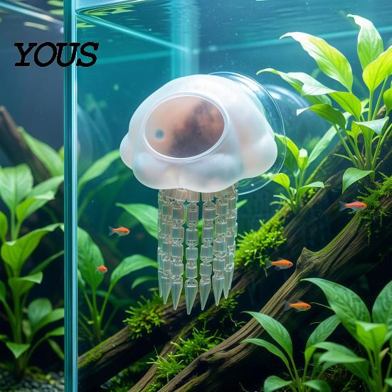 Floating Jellyfish Ornament Aquarium Hide, 3D Printed Fish Tank Reduce Aggression in Hideout, Decorative Shelter Cave for Pleco Shrimp Betta