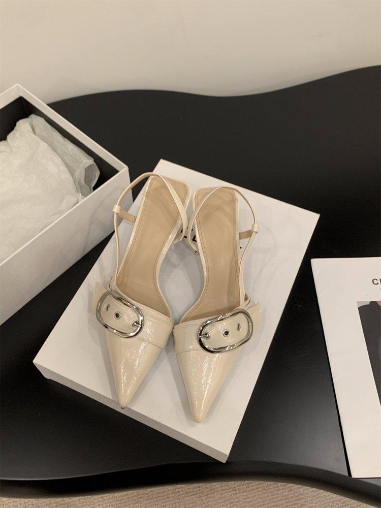 Fashion French silver high heels Ladies summer toe Sandals New Elegant Pointed Single Shoes Fashion comfortable Women's sandals Zapatos
