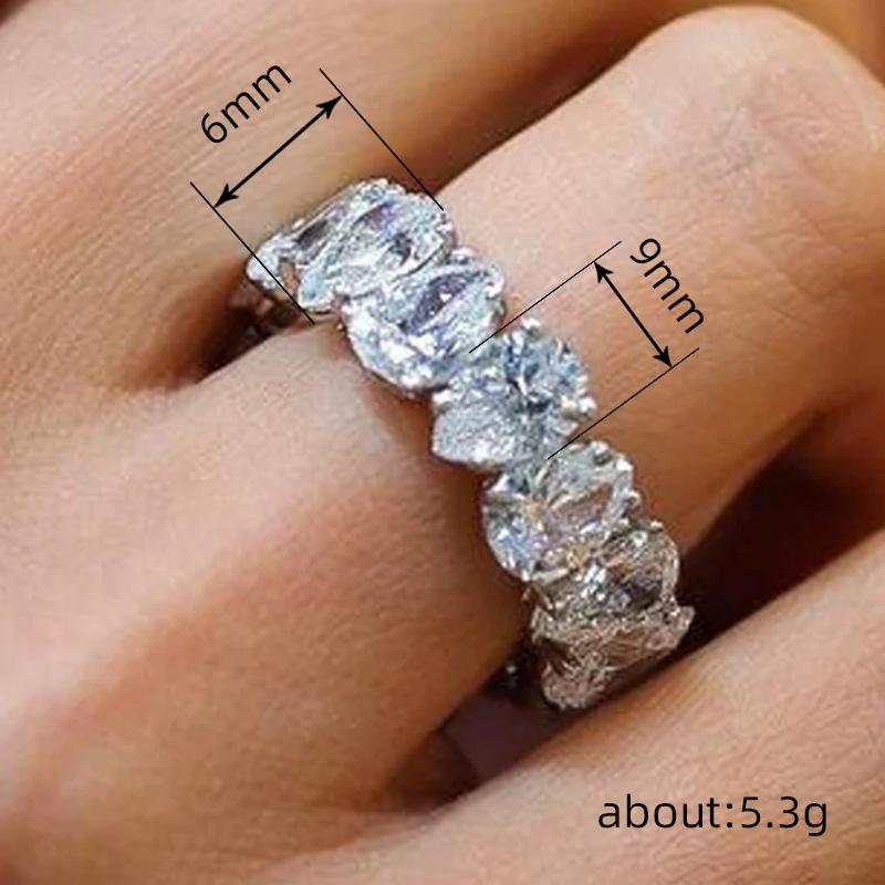Huitan Pear Cubic Zircon Promise Rings for Women CopperColor Fashion Luxury Wedding Band Accessories Bling Bling Female Jewelry