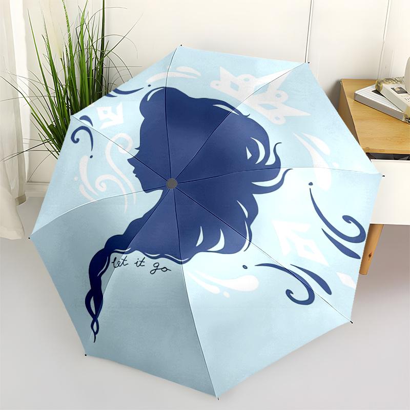 

Queen Elsa,Frozen Themed Automatic Opening and Closing Folding Umbrella, Reinforced 8 Ribs, Compact Travel Design, Fashionable Folding Umbre