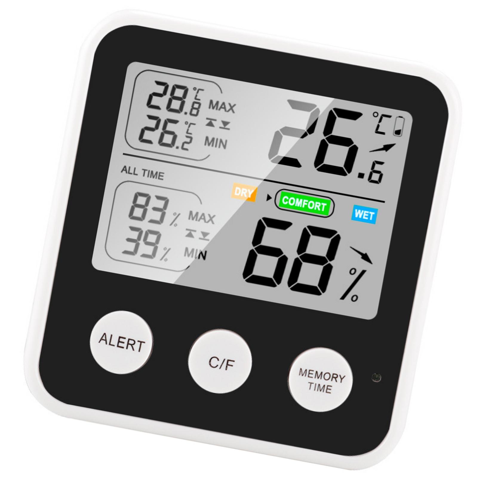 High Precision Magnetic Thermometer Hygrometer Digital Thermo Hygrometer with LCD Screen  celsius   Fahrenheit чёрный