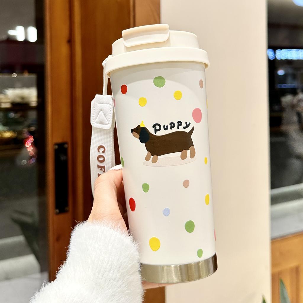 New Thermos Cup Coffee Cup Women's High Appearance Level Large Capacity Straw Water Cup Birthday Gift