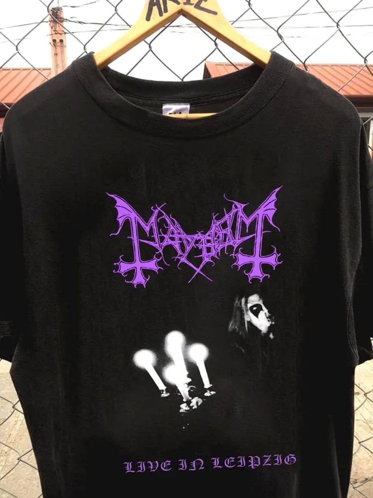 Unisex Short Sleeve Crew Neck Cotton T Shirt Vtg Mayhem Metal L