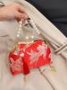 2026 Women's Crossbody Evening Bag with Chain Clasp - Textured Qipao Embroidery & Pearl Design