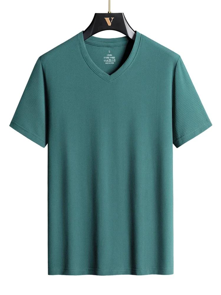 

Plus Size 9XL Summer Running V-Neck T Shirts for Men Moisture Wicking Athletic Gym Jogging Sports T Shirts Men Clothing S зелений