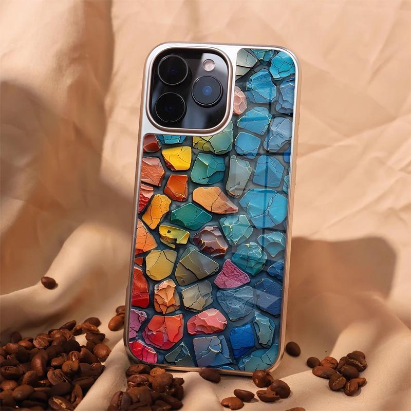 Light luxury retro art sense dopamine crack iPhone17 phone case Apple 14promax glass case